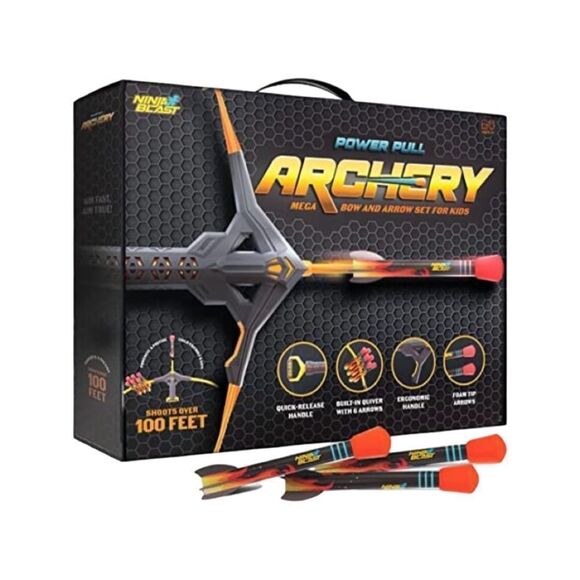 Ninja Blast Power Pull Archery Mega Bow and Arrow Set For Kids 6+    - Picture 1 of 11